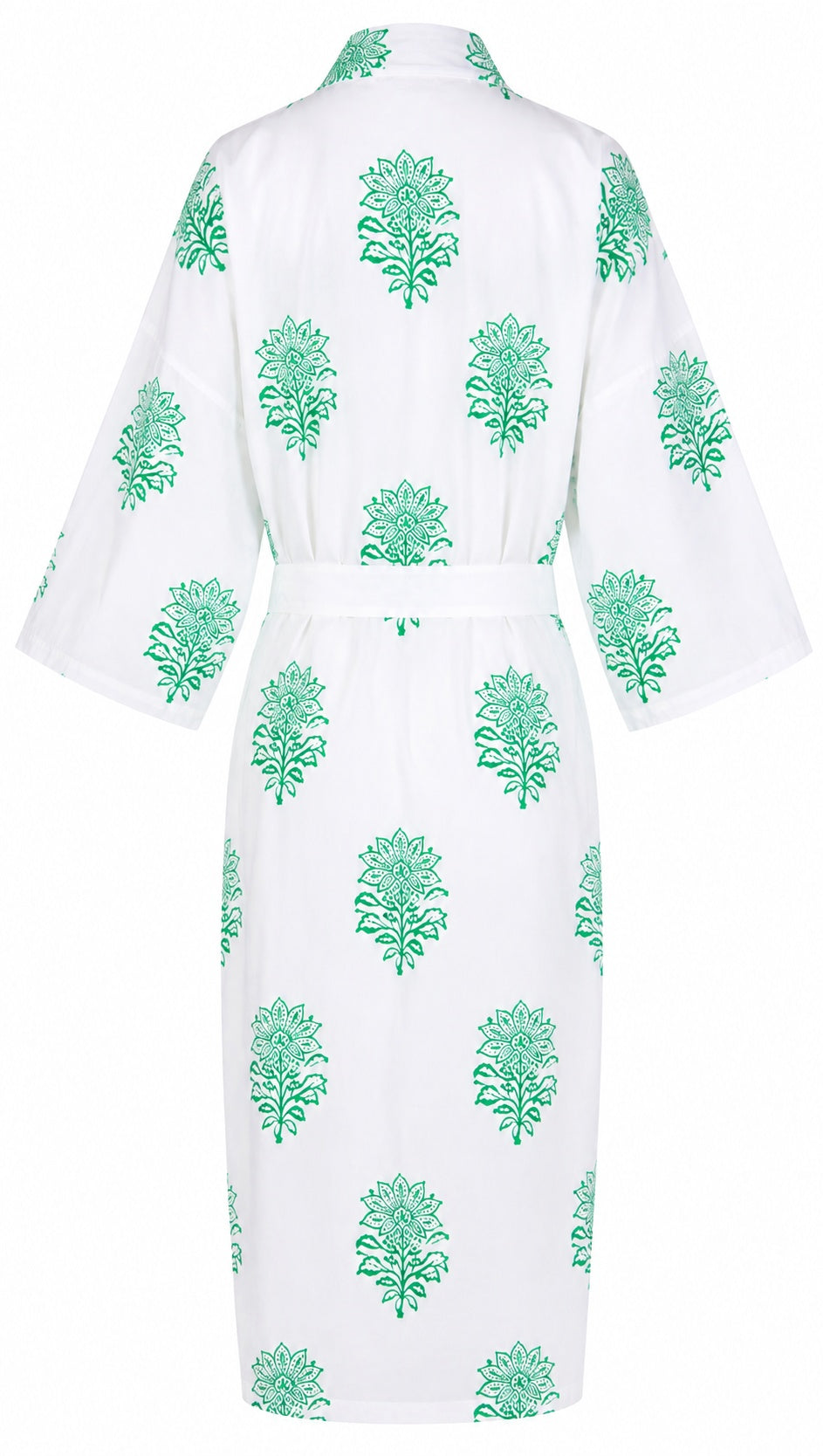Tiger Flower Green on White - back