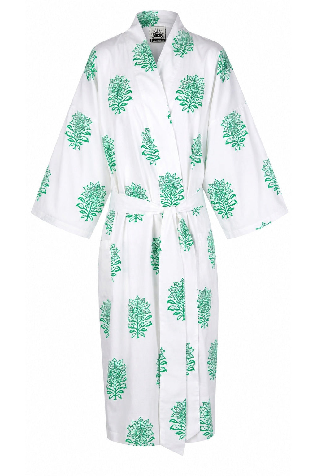Tiger Flower Green on White - front