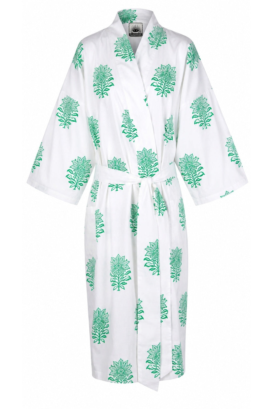 Tiger Flower Green on White - front