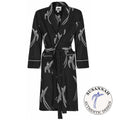 Men's Long Tailed Bird White on Black kimono robe