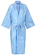 Outlet - Cotton Robe - Long Tailed Bird White on Powder Blue