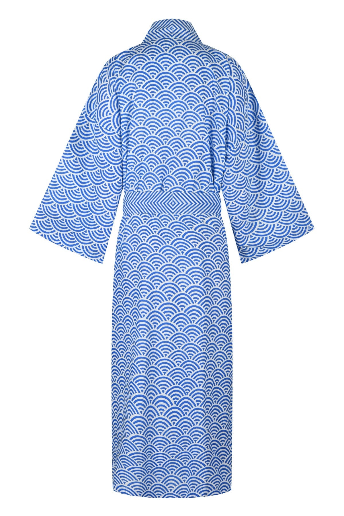 Women's Cotton Kimono Robe - Rainbow Blue ZigZag