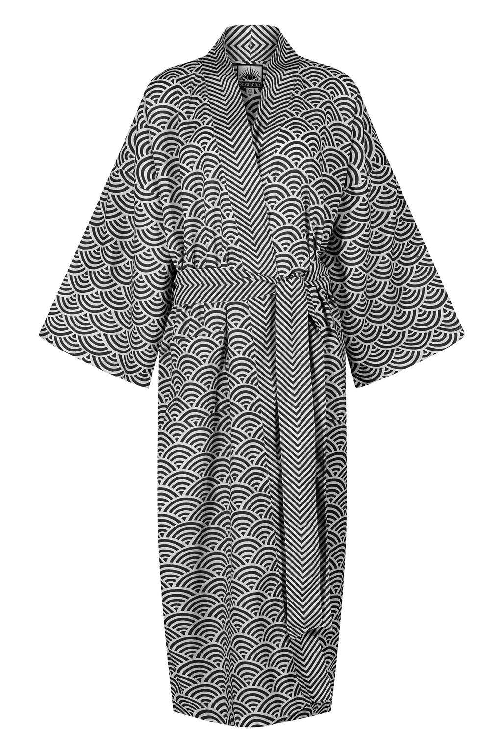 Men Rainbow Black Wave kimono robe - front