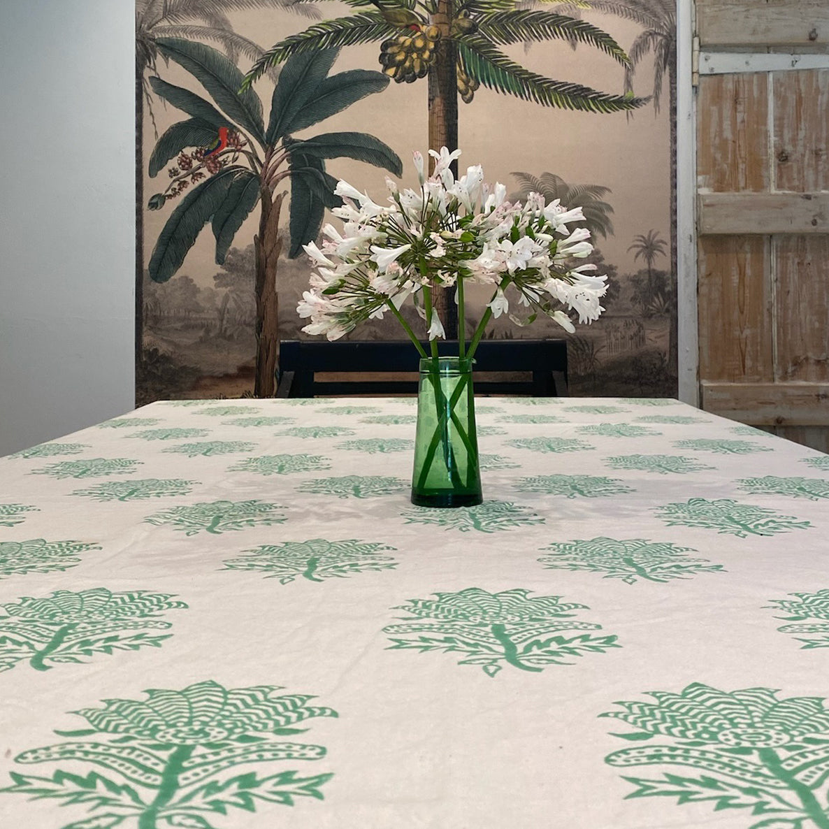 Cotton Throw - Tiger Flower Emerald